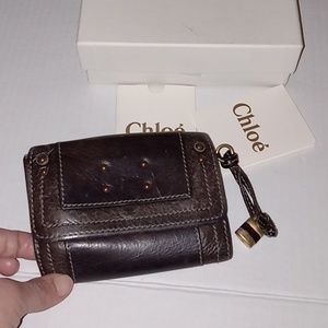 Chloe leather wallet with box and care card
